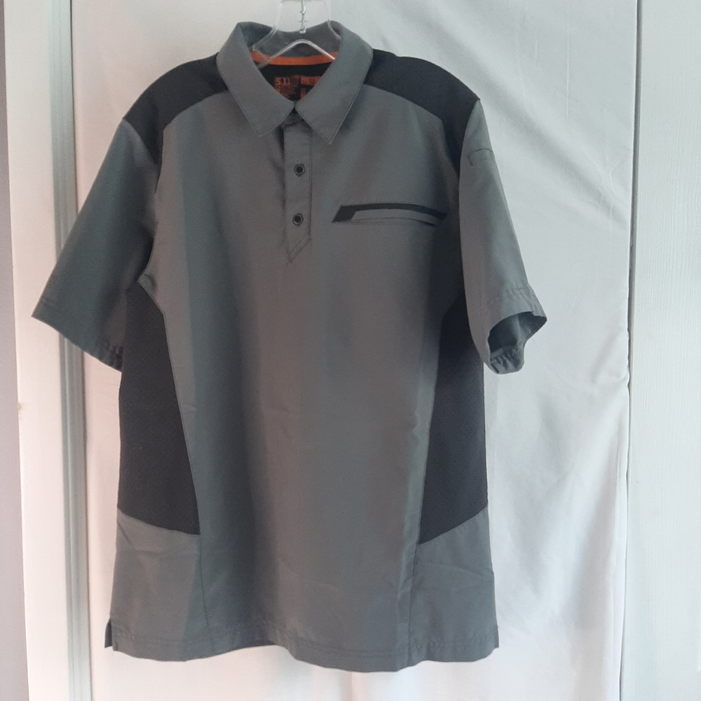 Men's 5.11 Tactical Gray and Black Shirt Sleeve Work Shirt Sz M